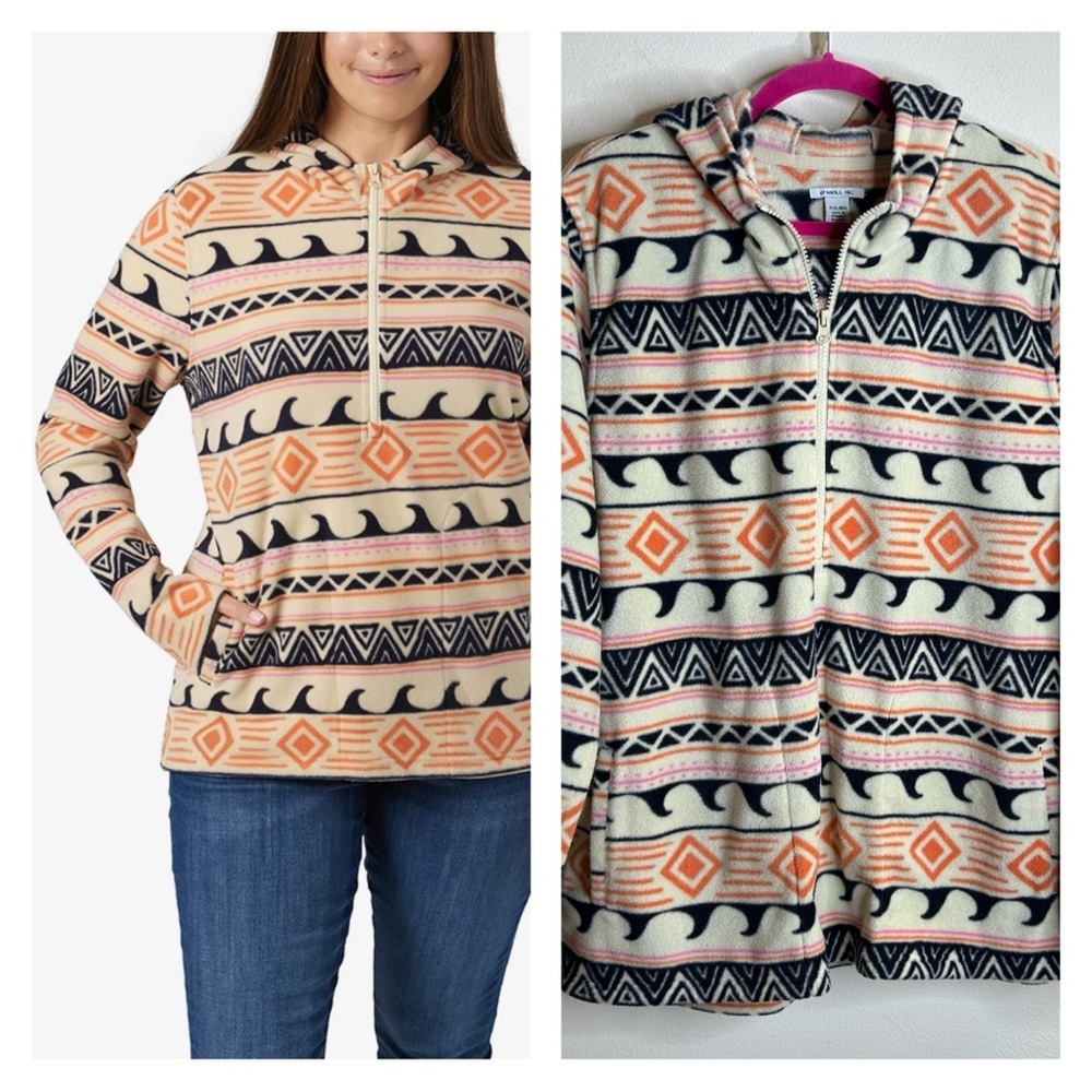 O'Neill Womens XXL 1X Multicolor Fleece Hoodie pullover aztec Hawaiian tribal